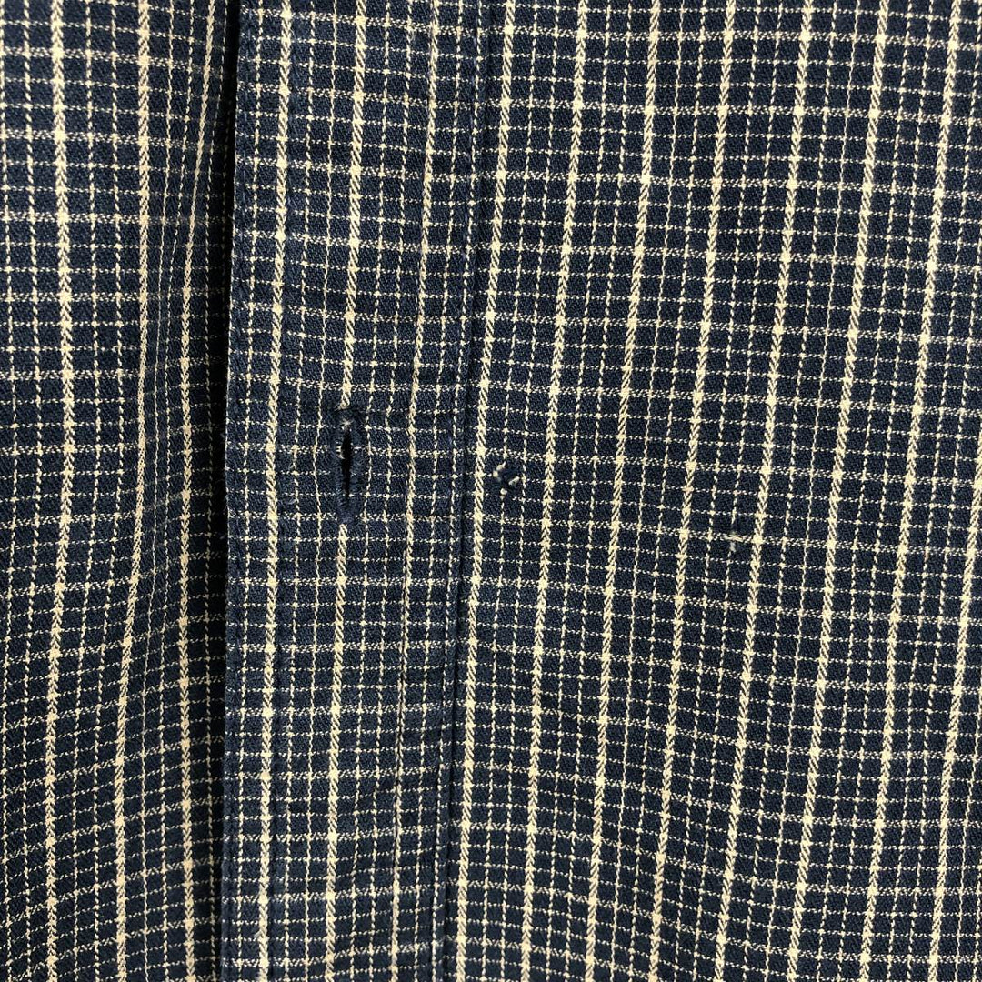 J.Crew Long-Sleeve Button-Down Check Shirt, Men's Size XL (approx.) cotton navy blue type Vintage Second Hand
