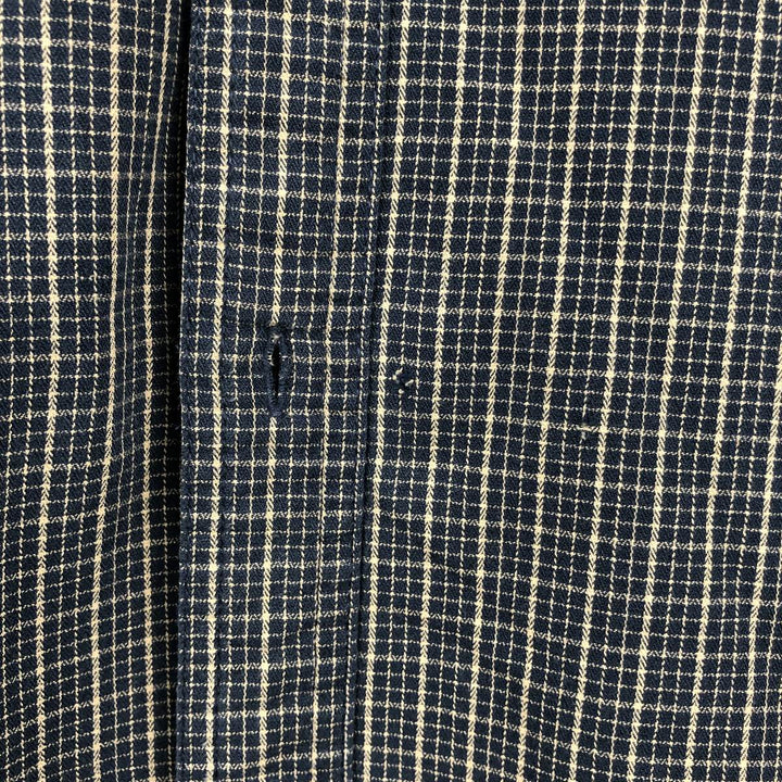 J.Crew Long-Sleeve Button-Down Check Shirt, Men's Size XL (approx.) cotton navy blue type Vintage Second Hand