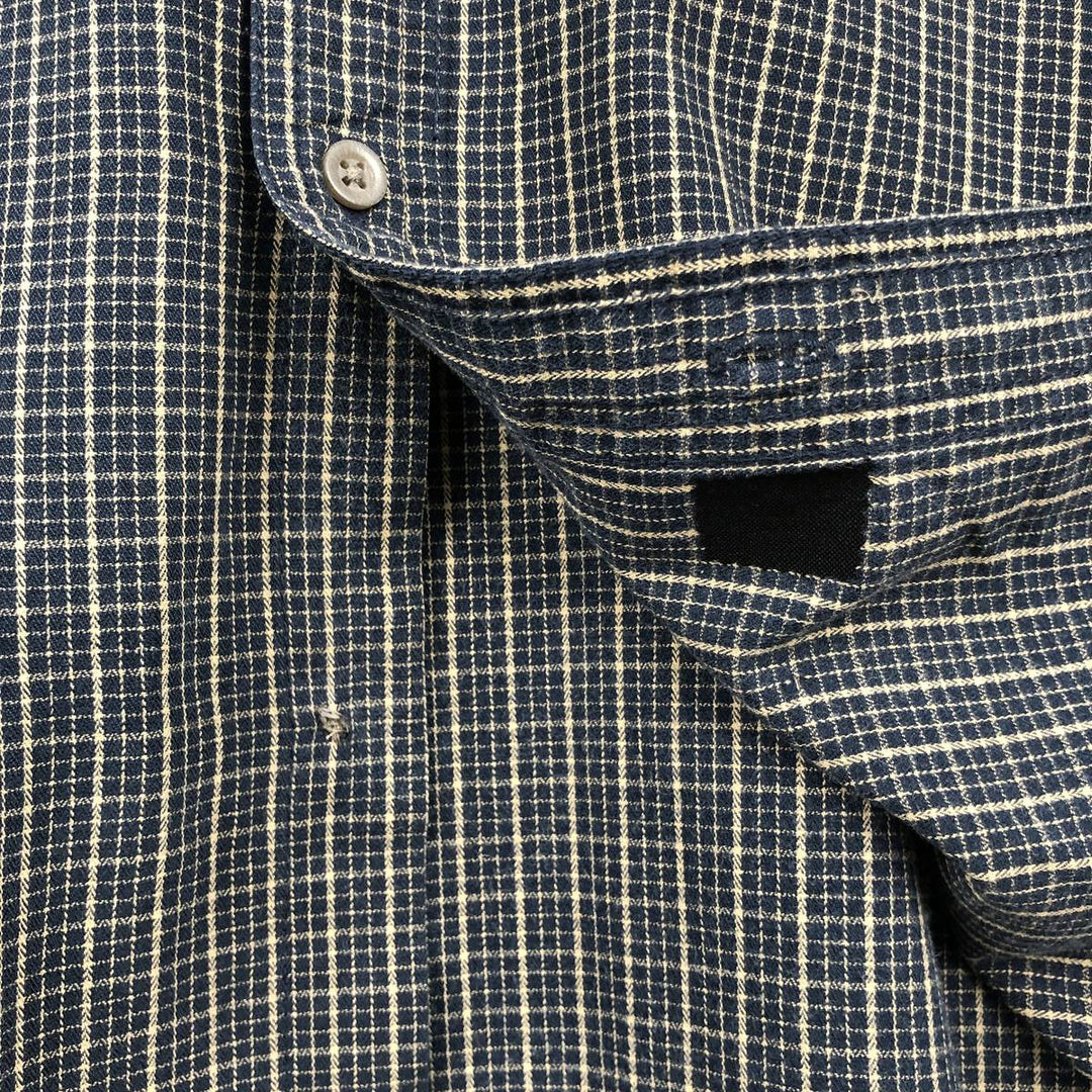 J.Crew Long-Sleeve Button-Down Check Shirt, Men's Size XL (approx.) cotton navy blue type Vintage Second Hand
