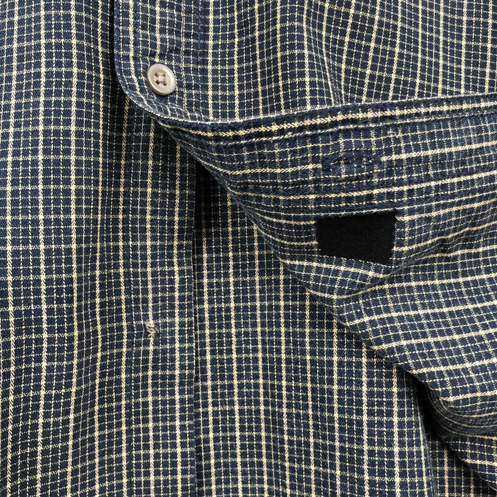J.Crew Long-Sleeve Button-Down Check Shirt, Men's Size XL (approx.) cotton navy blue type Vintage Second Hand