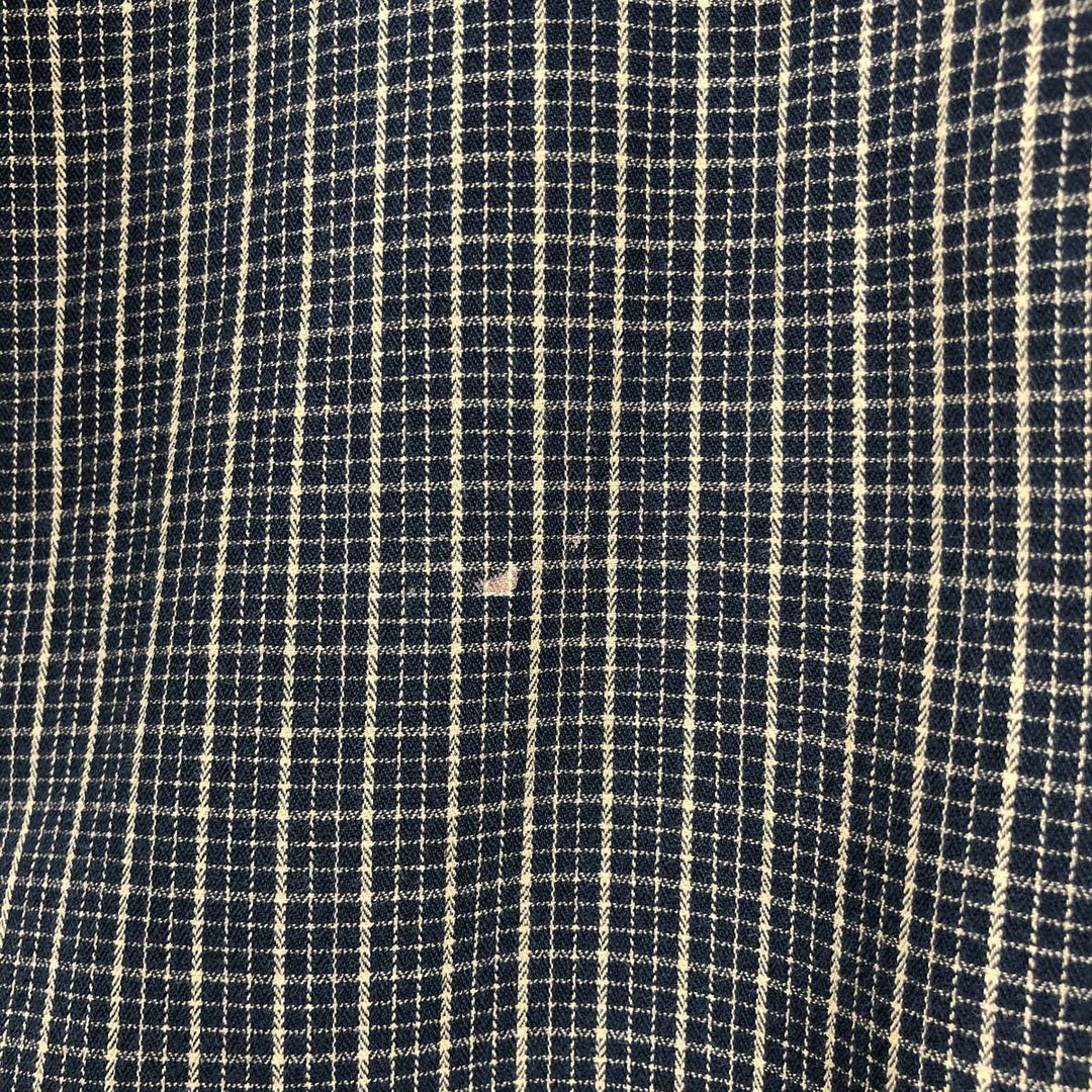 J.Crew Long-Sleeve Button-Down Check Shirt, Men's Size XL (approx.) cotton navy blue type Vintage Second Hand
