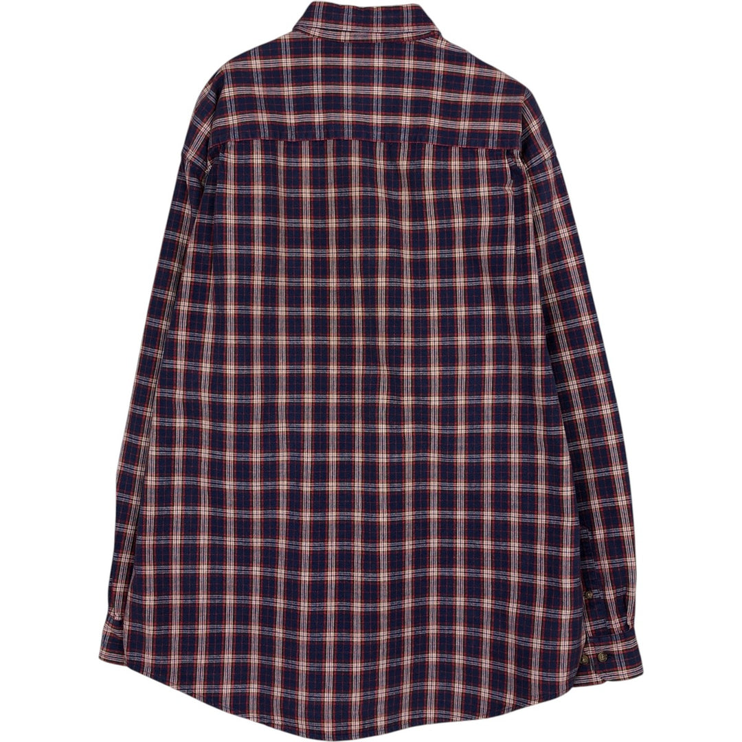 Eddie Bauer Long Sleeve Button-Down Check Shirt, Men's Size L cotton navy blue type Vintage Second Hand