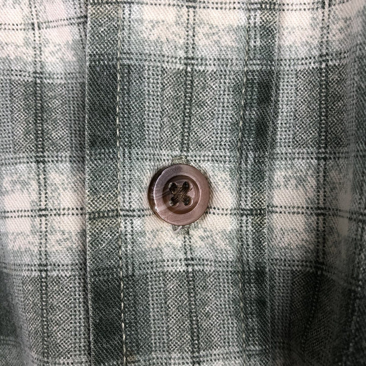Wrangler HERO Long-Sleeve Cotton Check Shirt, Men's Size L (approx.) cotton Khaki type sage green Vintage Second Hand