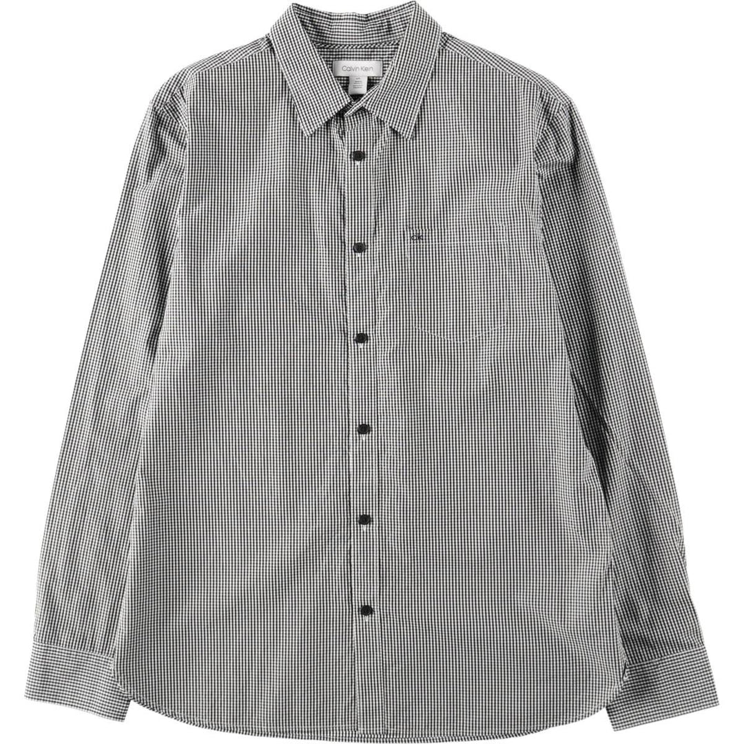2000'S Calvin Klein long-sleeved cotton check shirt, men's size L (approx.) cotton white type Vintage Second Hand