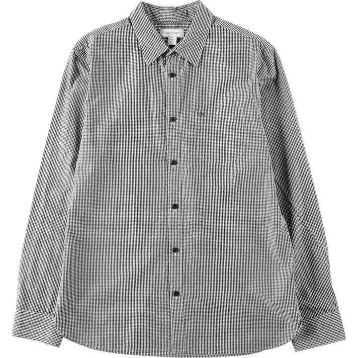 2000'S Calvin Klein long-sleeved cotton check shirt, men's size L (approx.) cotton white type Vintage Second Hand