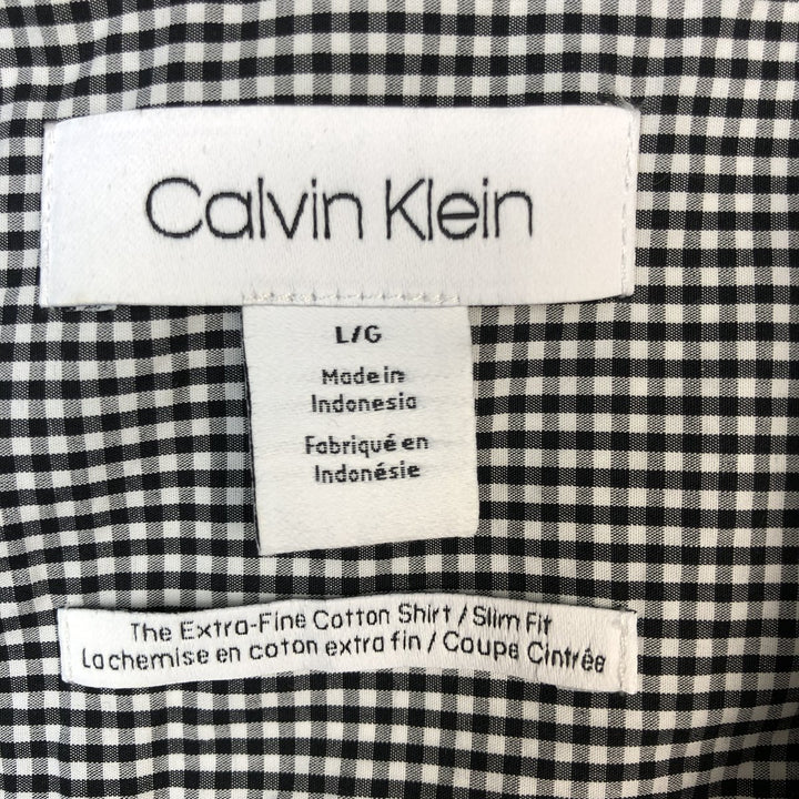 2000'S Calvin Klein long-sleeved cotton check shirt, men's size L (approx.) cotton white type Vintage Second Hand