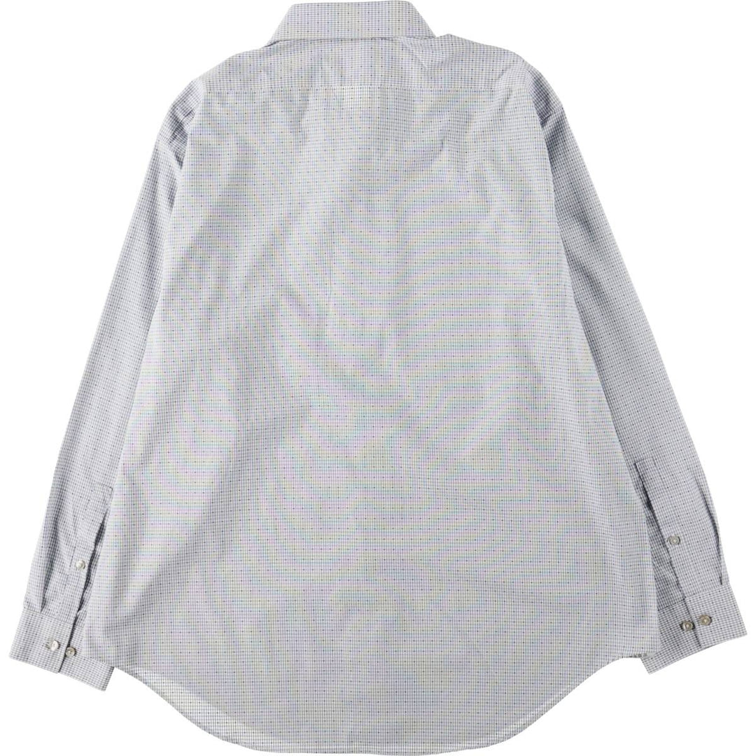 2000'S Calvin Klein wide-collar long-sleeved cotton check shirt, men's size XL. cotton white type Vintage Second Hand