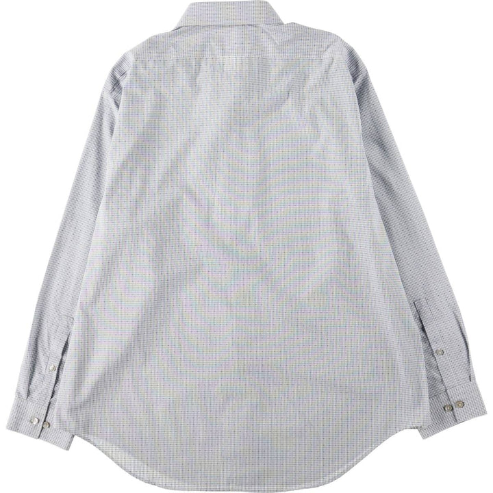 2000'S Calvin Klein wide-collar long-sleeved cotton check shirt, men's size XL. cotton white type Vintage Second Hand