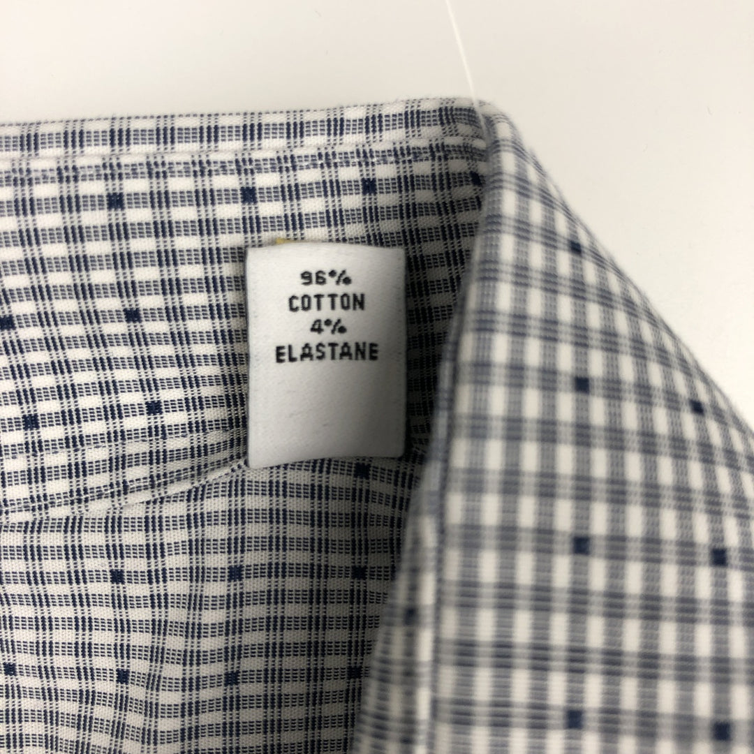 2000'S Calvin Klein wide-collar long-sleeved cotton check shirt, men's size XL. cotton white type Vintage Second Hand