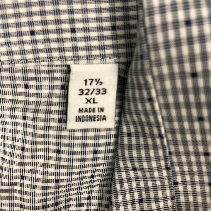 2000'S Calvin Klein wide-collar long-sleeved cotton check shirt, men's size XL. cotton white type Vintage Second Hand