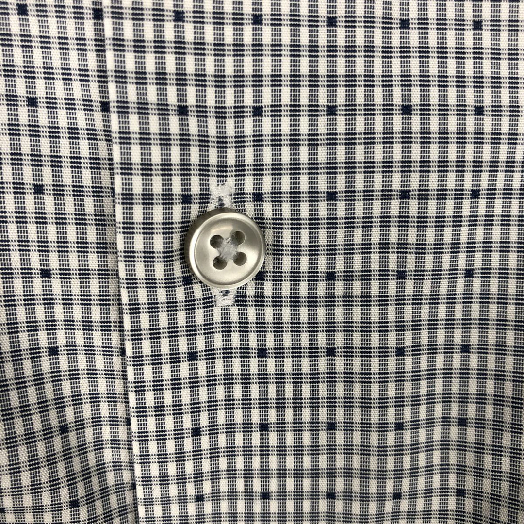 2000'S Calvin Klein wide-collar long-sleeved cotton check shirt, men's size XL. cotton white type Vintage Second Hand