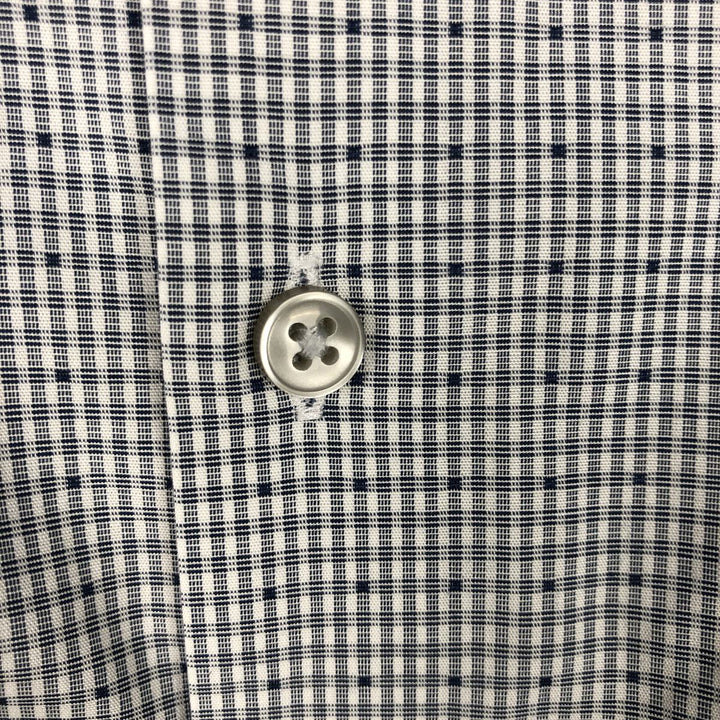 2000'S Calvin Klein wide-collar long-sleeved cotton check shirt, men's size XL. cotton white type Vintage Second Hand