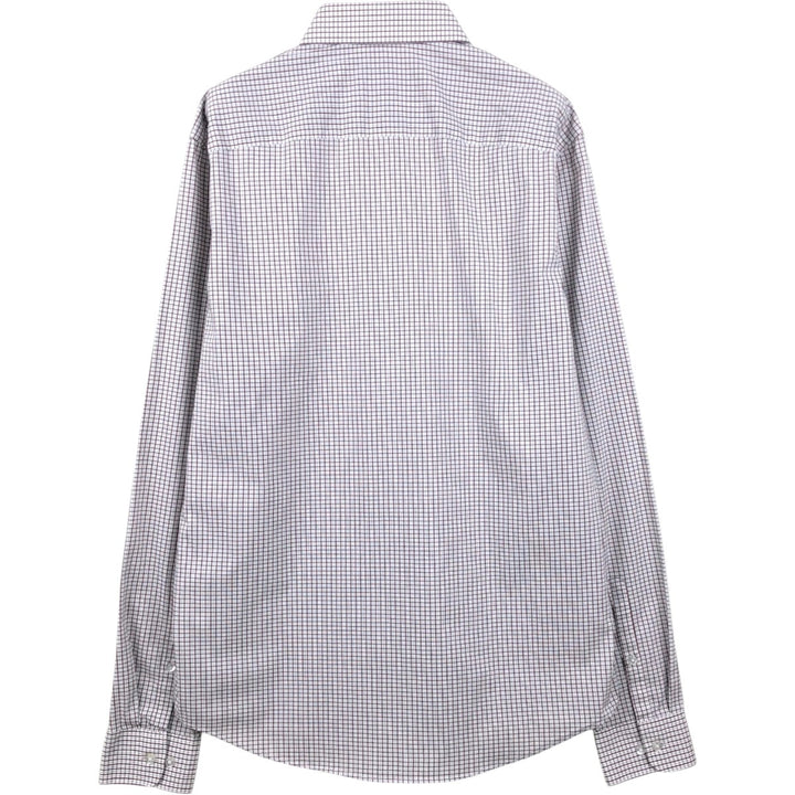 2000'S Calvin Klein wide-collar long-sleeved cotton check shirt, men's size M (approx.) cotton white type Vintage Second Hand