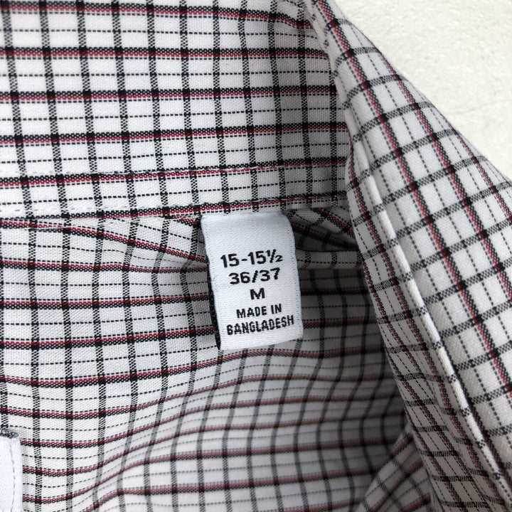 2000'S Calvin Klein wide-collar long-sleeved cotton check shirt, men's size M (approx.) cotton white type Vintage Second Hand
