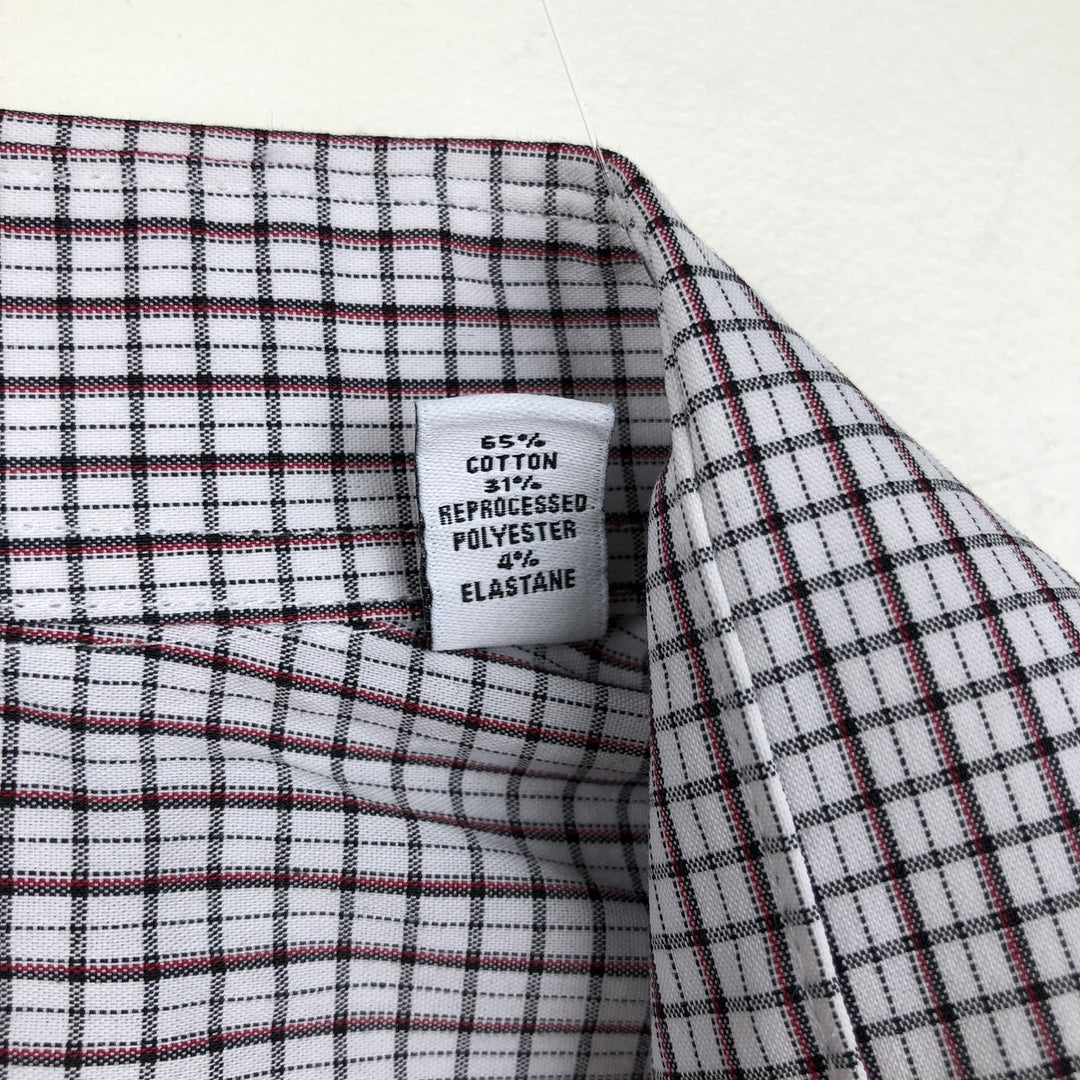 2000'S Calvin Klein wide-collar long-sleeved cotton check shirt, men's size M (approx.) cotton white type Vintage Second Hand