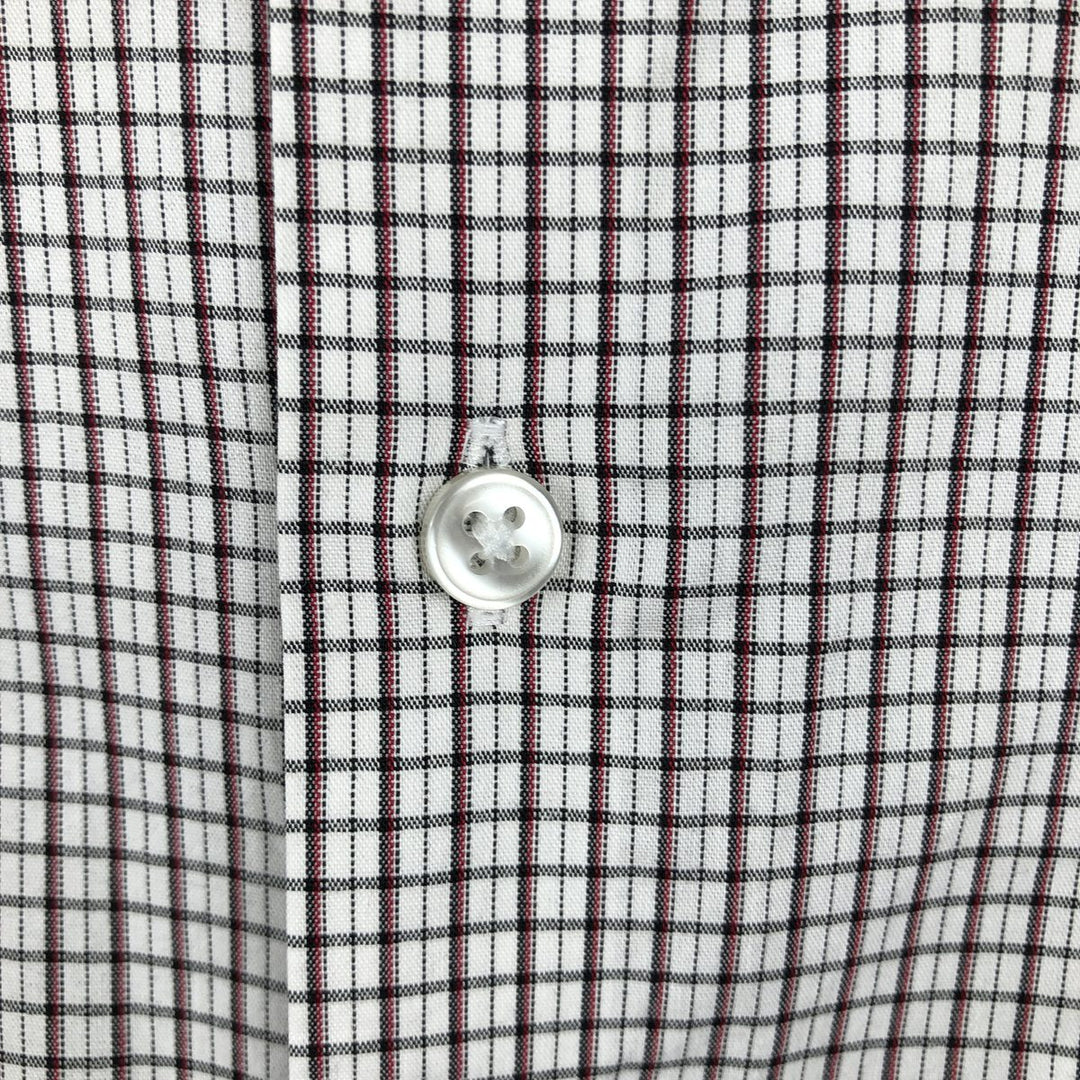 2000'S Calvin Klein wide-collar long-sleeved cotton check shirt, men's size M (approx.) cotton white type Vintage Second Hand