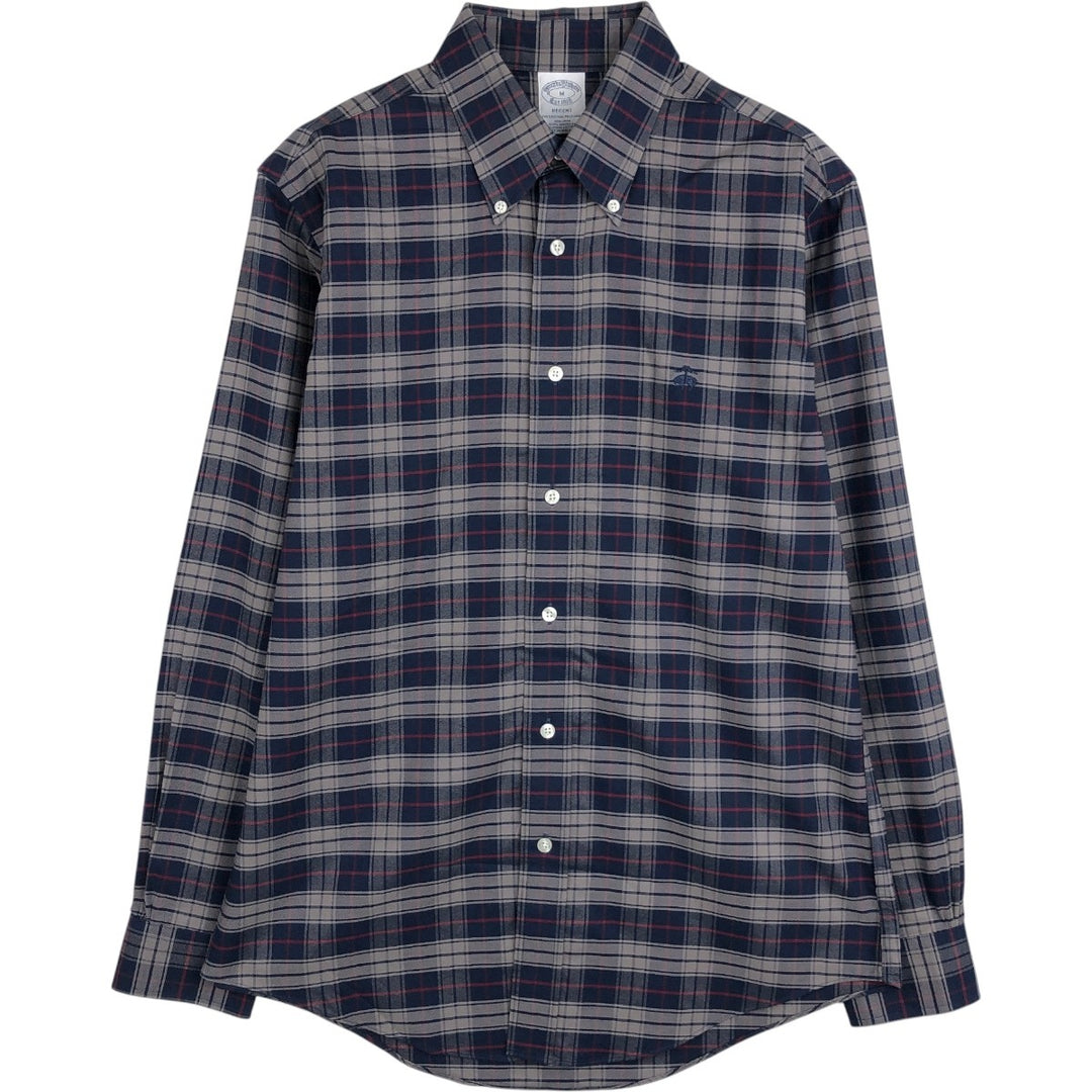 Brooks Brothers Est.1818 REGENT Long Sleeve Button-Down Check Shirt, Men's Size M Supima Cotton black type Vintage Second Hand