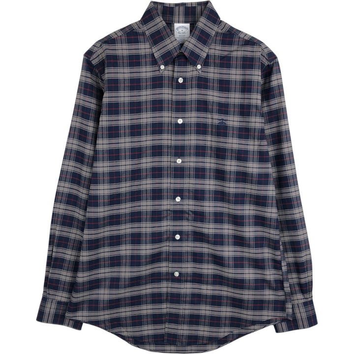 Brooks Brothers Est.1818 REGENT Long Sleeve Button-Down Check Shirt, Men's Size M Supima Cotton black type Vintage Second Hand