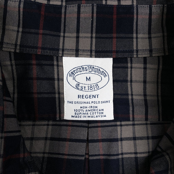 Brooks Brothers Est.1818 REGENT Long Sleeve Button-Down Check Shirt, Men's Size M Supima Cotton black type Vintage Second Hand