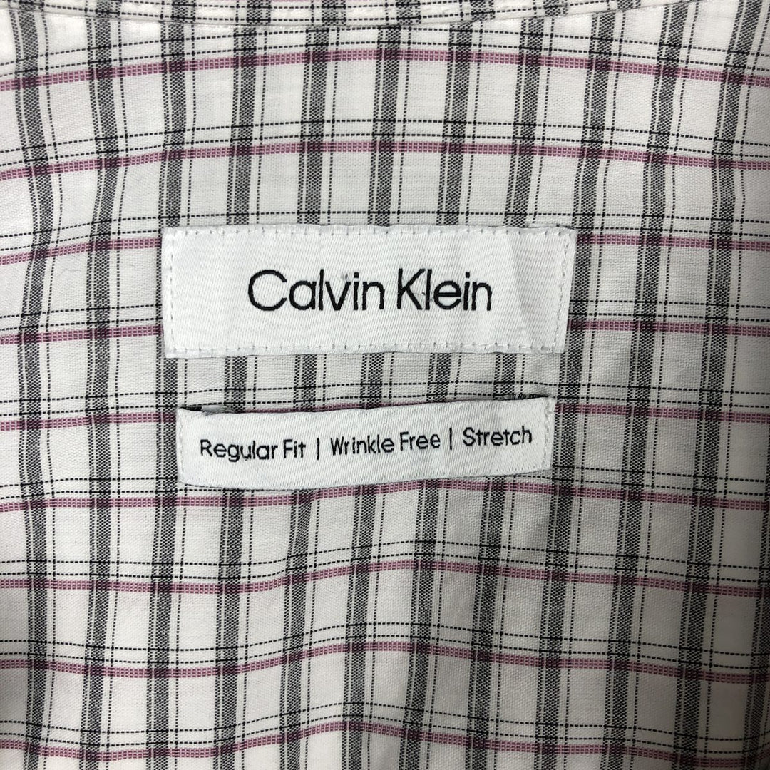 Calvin Klein Regular Fit Long-Sleeve Cotton Check Shirt, Men's Size L (approx.) cotton white type Vintage Second Hand