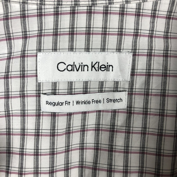 Calvin Klein Regular Fit Long-Sleeve Cotton Check Shirt, Men's Size L (approx.) cotton white type Vintage Second Hand