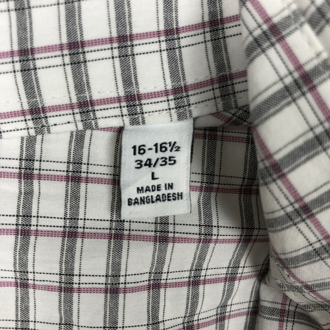 Calvin Klein Regular Fit Long-Sleeve Cotton Check Shirt, Men's Size L (approx.) cotton white type Vintage Second Hand