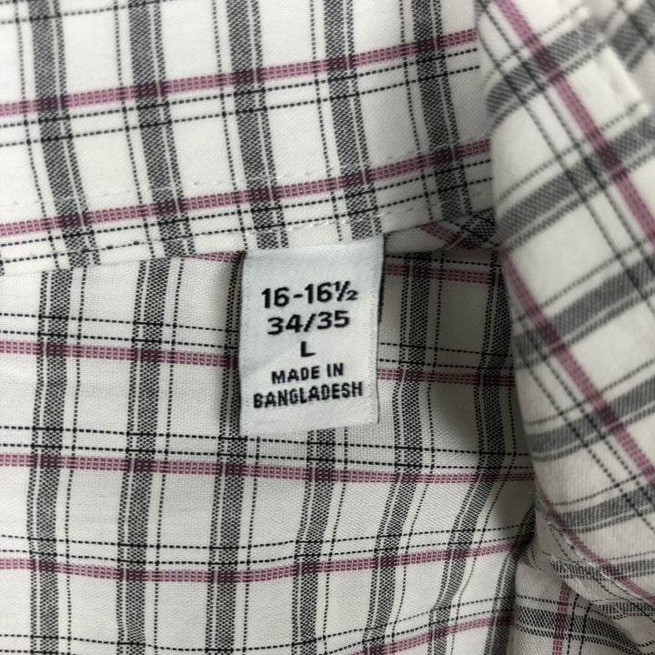 Calvin Klein Regular Fit Long-Sleeve Cotton Check Shirt, Men's Size L (approx.) cotton white type Vintage Second Hand