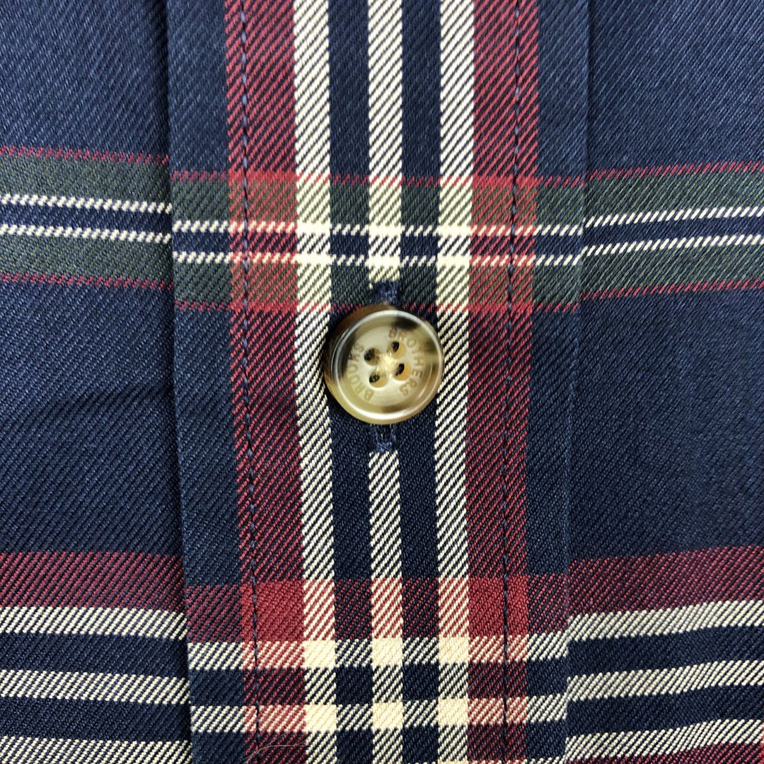 Brooks Brothers Est.1818 Long Sleeve Button-Down Check Shirt, Men's Size M Supima Cotton navy blue type Vintage Second Hand