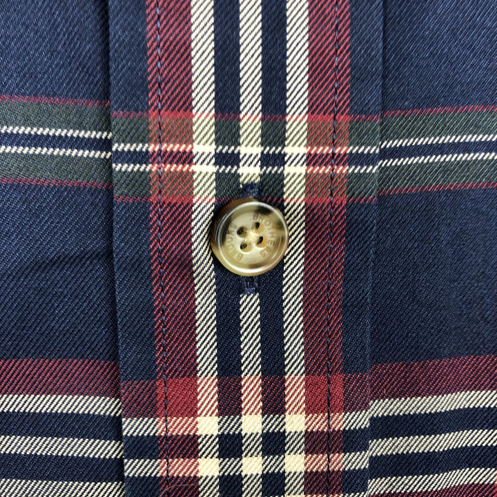 Brooks Brothers Est.1818 Long Sleeve Button-Down Check Shirt, Men's Size M Supima Cotton navy blue type Vintage Second Hand