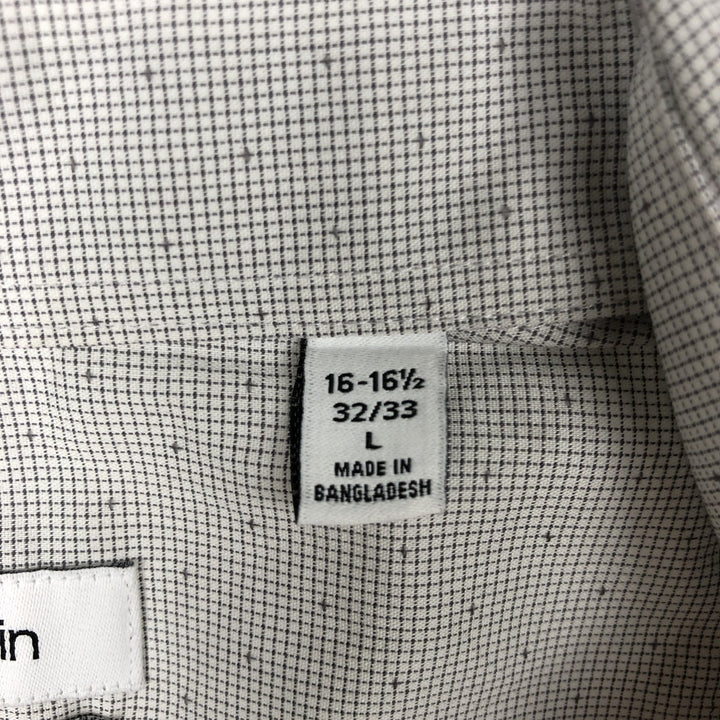 2000'S Calvin Klein long-sleeved cotton check shirt, men's size L (approx.) cotton white type Vintage Second Hand