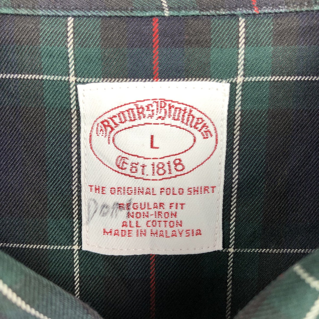 Brooks Brothers Est.1818 Long Sleeve Button-Down Check Shirt, Men's Size L cotton green type Vintage Second Hand