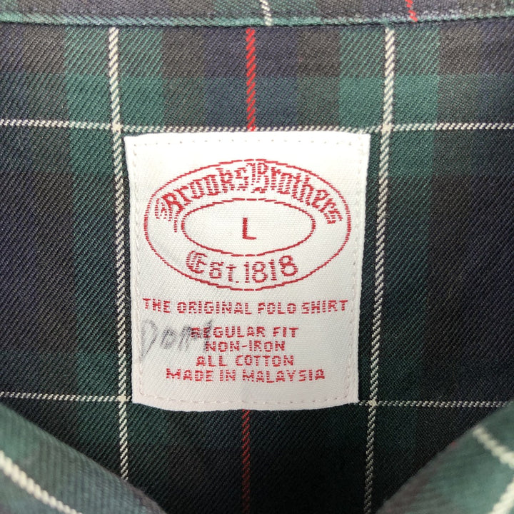 Brooks Brothers Est.1818 Long Sleeve Button-Down Check Shirt, Men's Size L cotton green type Vintage Second Hand