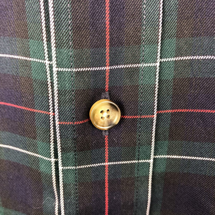 Brooks Brothers Est.1818 Long Sleeve Button-Down Check Shirt, Men's Size L cotton green type Vintage Second Hand