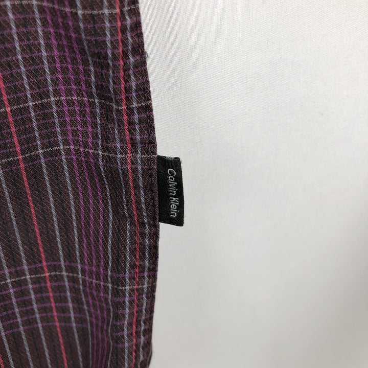 90s-00'S Vintage Calvin Klein Long Sleeve Cotton Check Shirt, Men's Size L cotton purple type Vintage Second Hand
