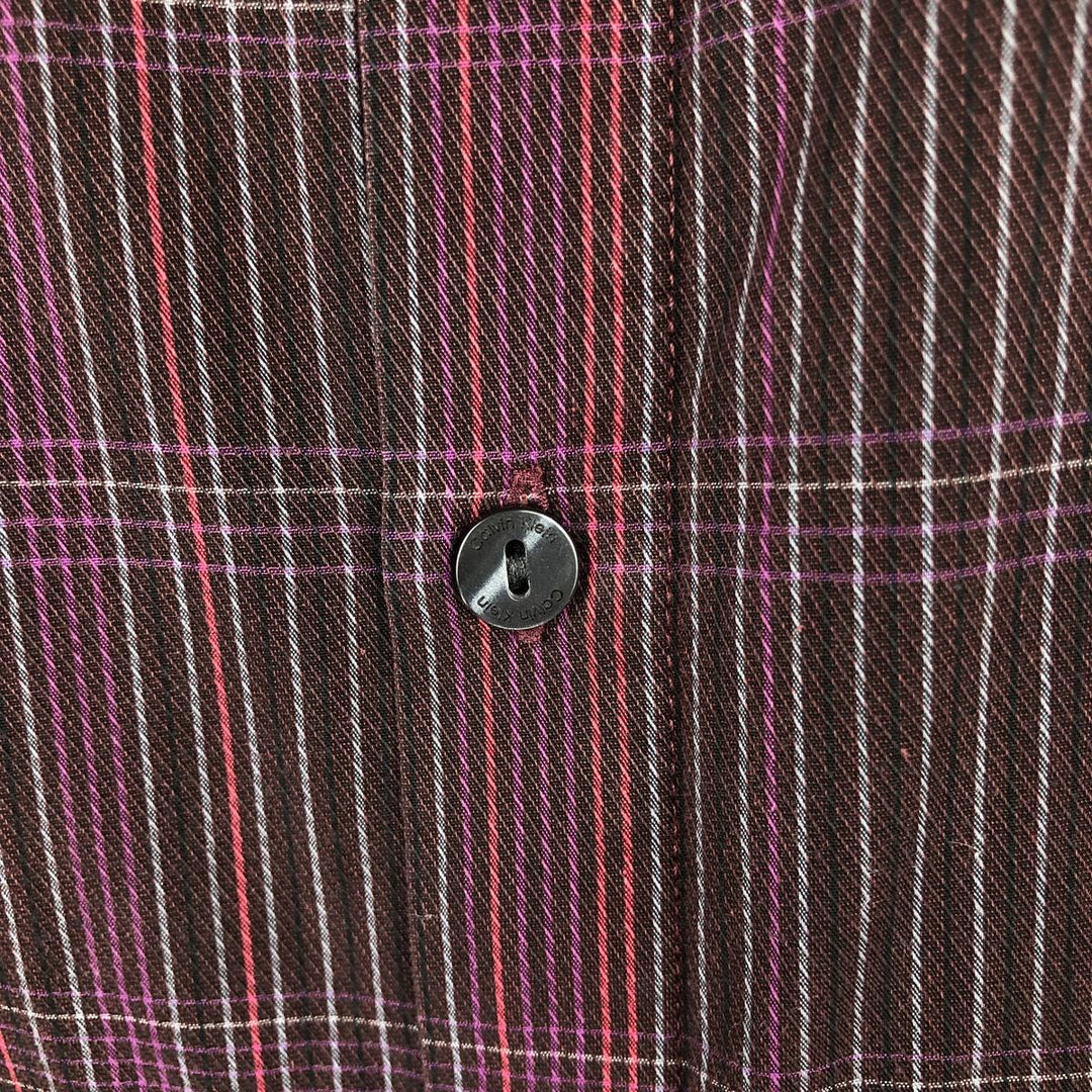 90s-00'S Vintage Calvin Klein Long Sleeve Cotton Check Shirt, Men's Size L cotton purple type Vintage Second Hand