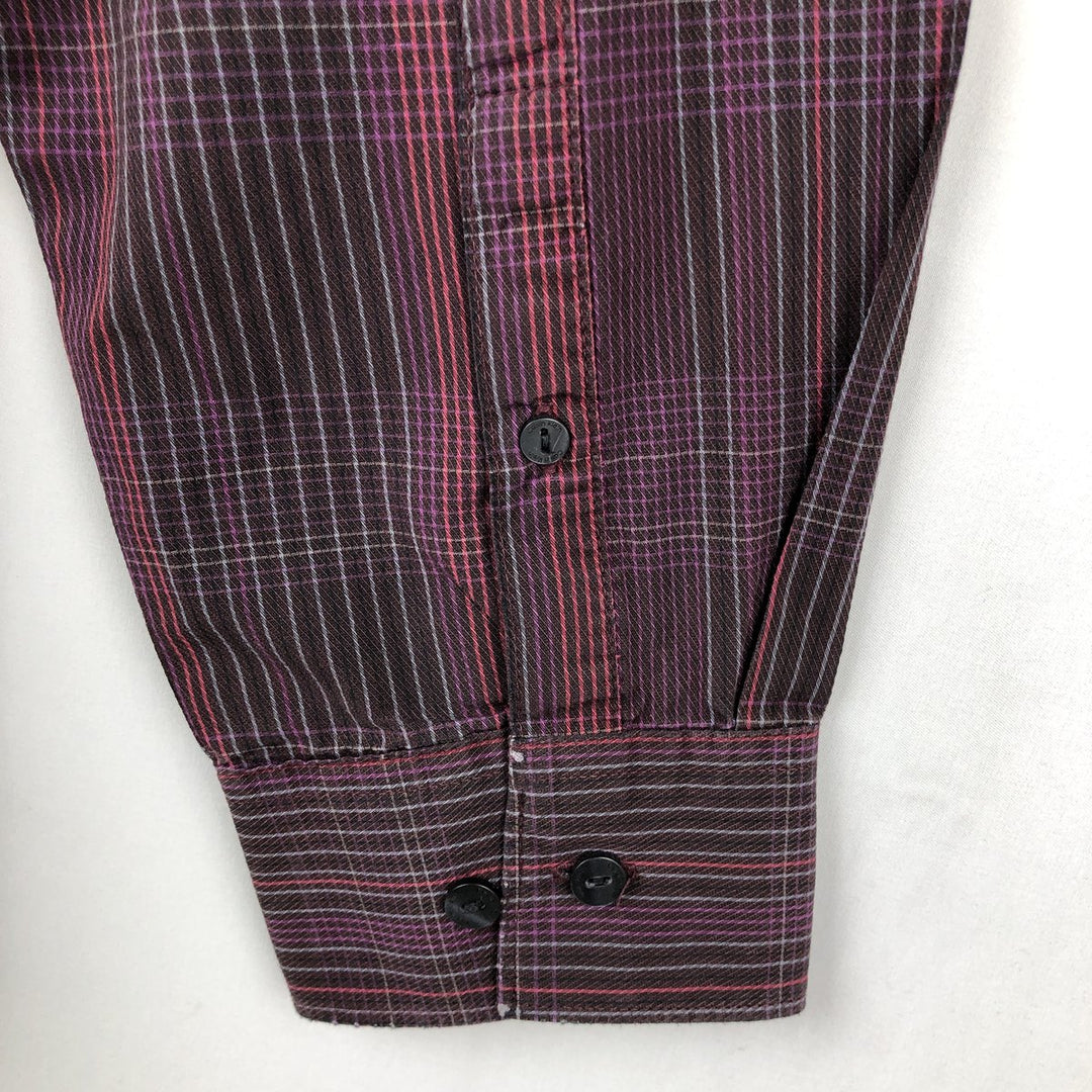 90s-00'S Vintage Calvin Klein Long Sleeve Cotton Check Shirt, Men's Size L cotton purple type Vintage Second Hand