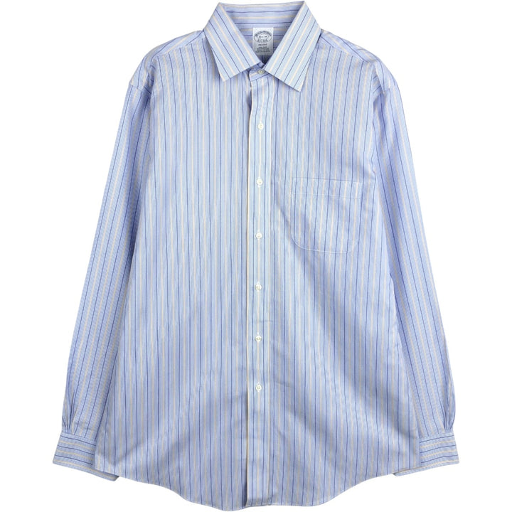 Brooks Brothers Est.1818 REGENT Multi-Stripe Long-Sleeve Striped Shirt (Men's Size M) Supima Cotton Blue type light blue Vintage Second Hand