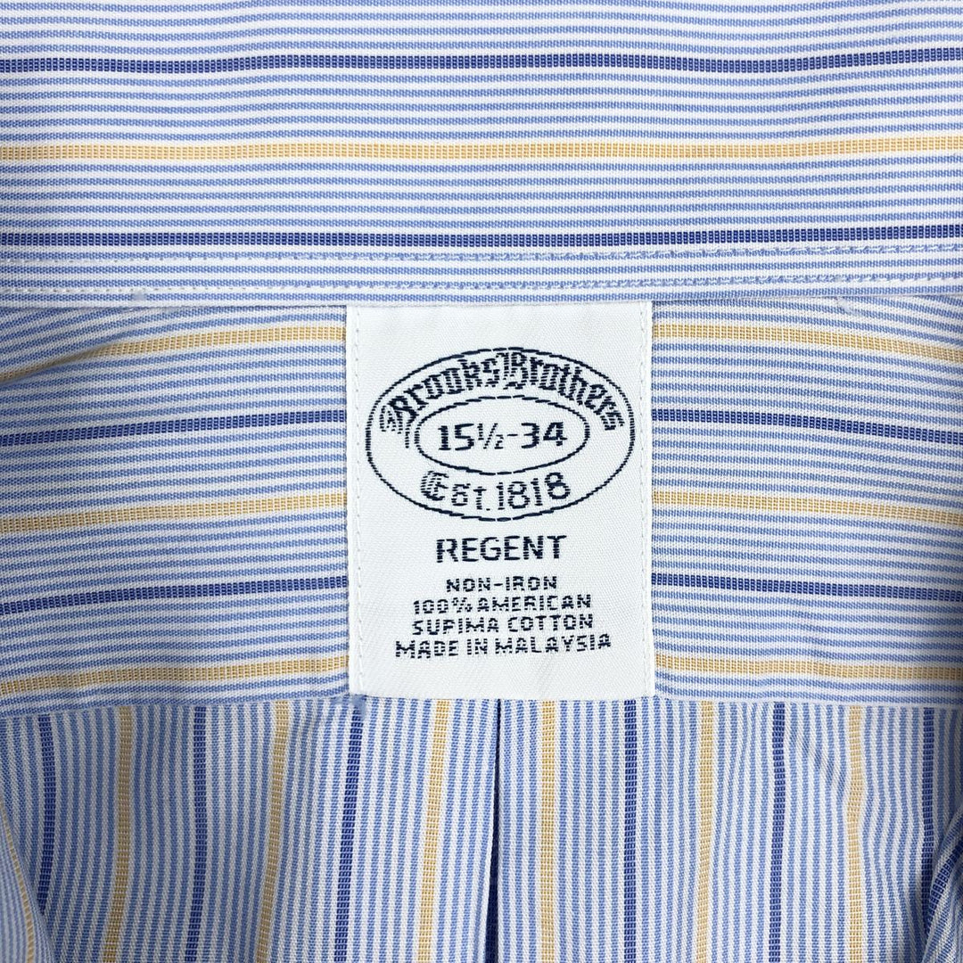 Brooks Brothers Est.1818 REGENT Multi-Stripe Long-Sleeve Striped Shirt (Men's Size M) Supima Cotton Blue type light blue Vintage Second Hand