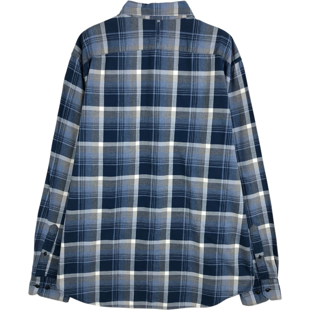 Banana Republic Grant Fit Long-Sleeve Cotton Check Shirt, Men's Size XL (approx.) cotton blue type Vintage Second Hand