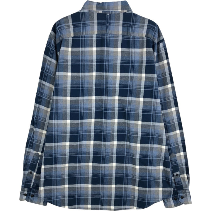 Banana Republic Grant Fit Long-Sleeve Cotton Check Shirt, Men's Size XL (approx.) cotton blue type Vintage Second Hand