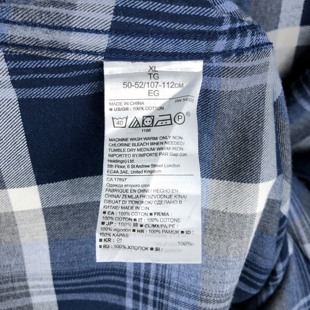 Banana Republic Grant Fit Long-Sleeve Cotton Check Shirt, Men's Size XL (approx.) cotton blue type Vintage Second Hand