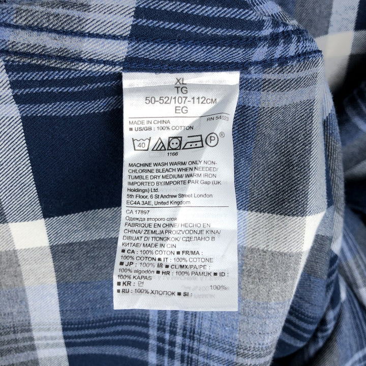 Banana Republic Grant Fit Long-Sleeve Cotton Check Shirt, Men's Size XL (approx.) cotton blue type Vintage Second Hand