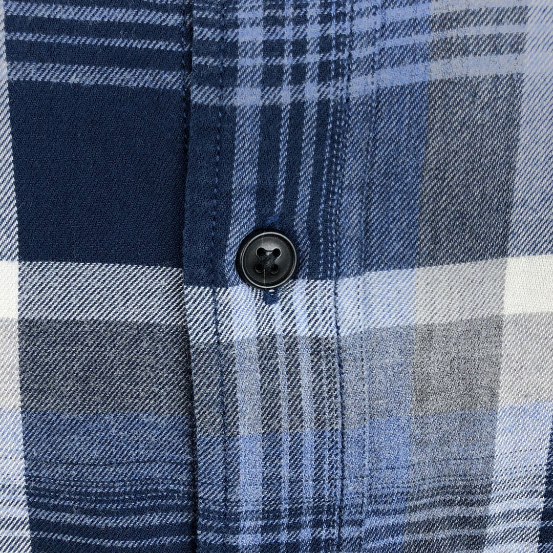 Banana Republic Grant Fit Long-Sleeve Cotton Check Shirt, Men's Size XL (approx.) cotton blue type Vintage Second Hand