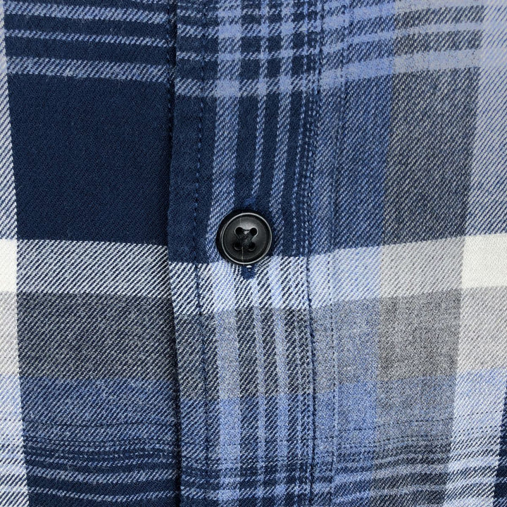Banana Republic Grant Fit Long-Sleeve Cotton Check Shirt, Men's Size XL (approx.) cotton blue type Vintage Second Hand