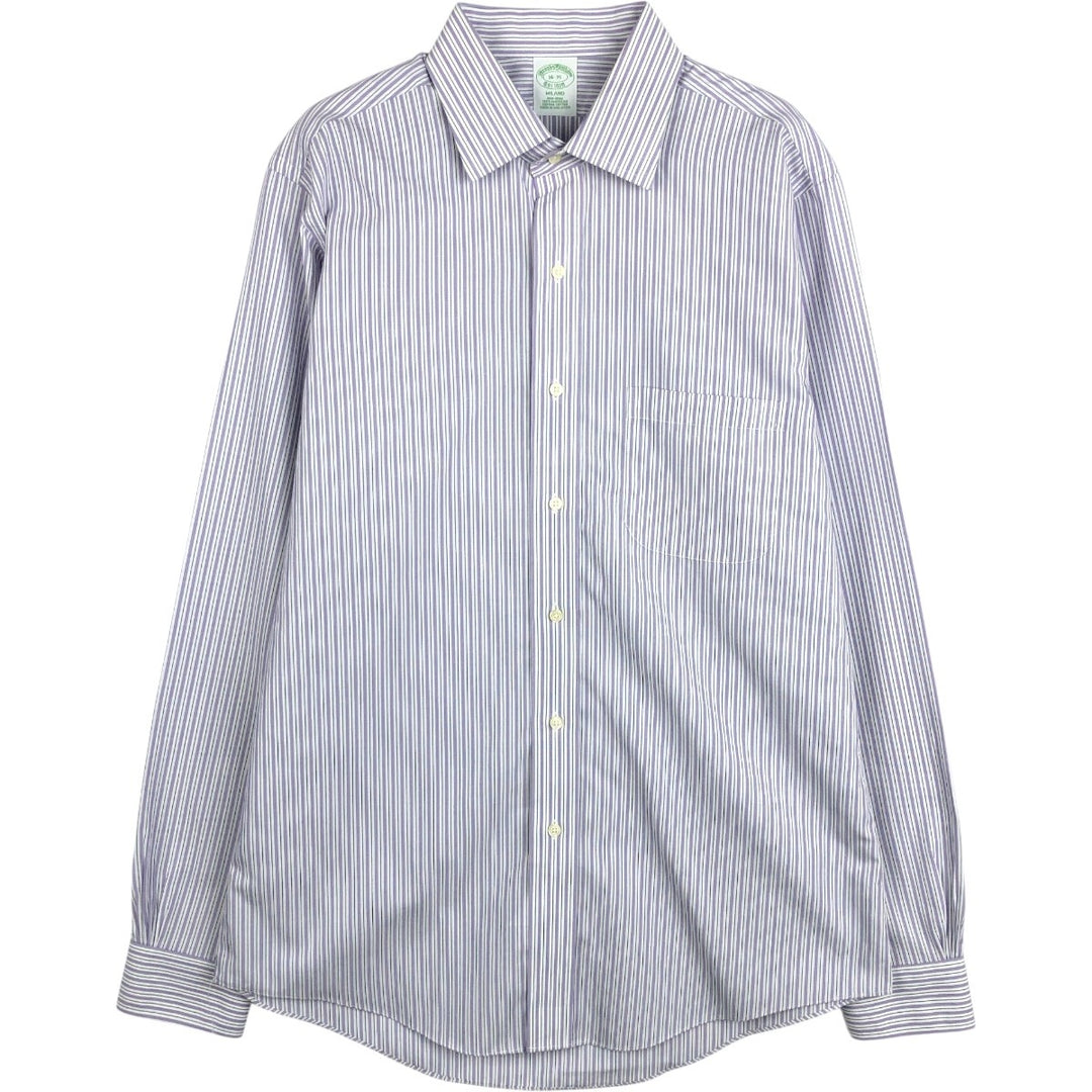 Brooks Brothers Est.1818 Wide Collar Long Sleeve Cotton Striped Shirt Men's Size L Supima Cotton purple type Vintage Second Hand