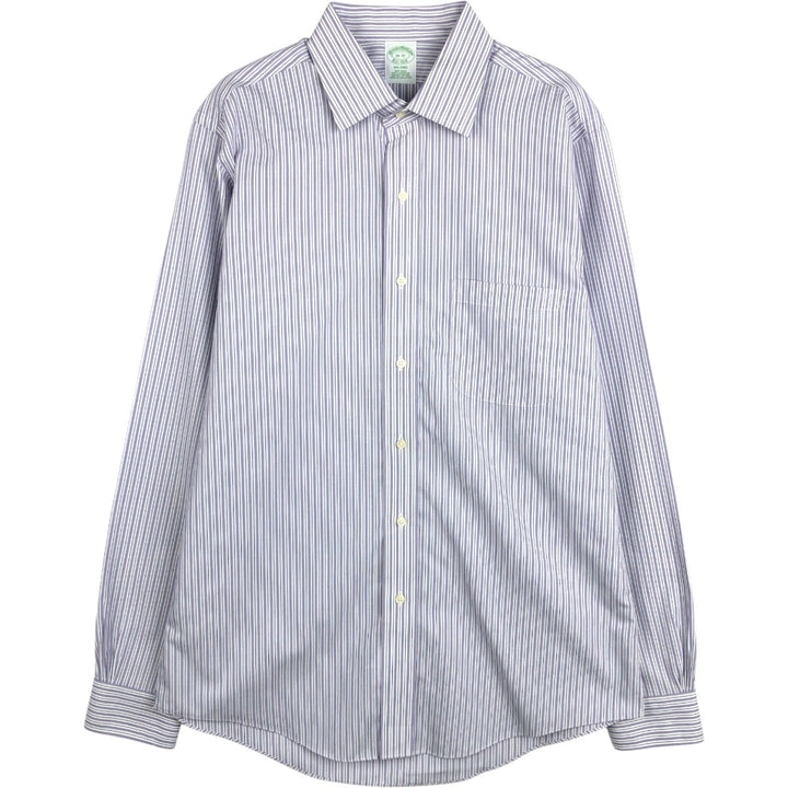 Brooks Brothers Est.1818 Wide Collar Long Sleeve Cotton Striped Shirt Men's Size L Supima Cotton purple type Vintage Second Hand