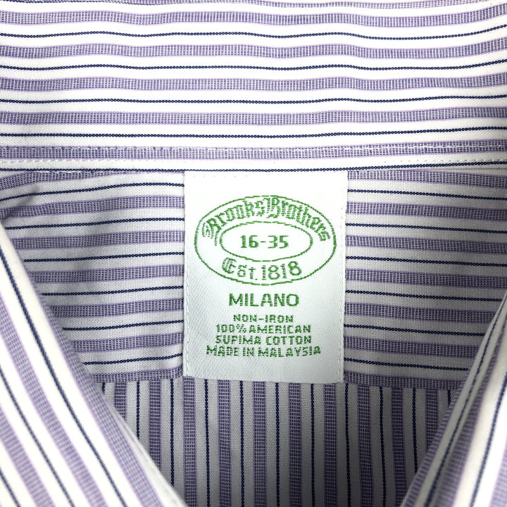 Brooks Brothers Est.1818 Wide Collar Long Sleeve Cotton Striped Shirt Men's Size L Supima Cotton purple type Vintage Second Hand