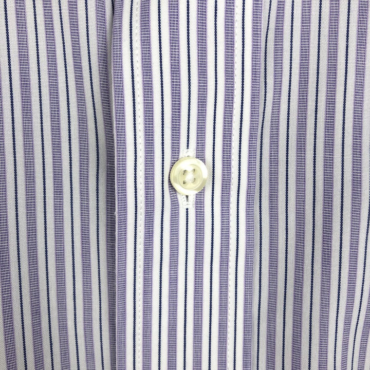 Brooks Brothers Est.1818 Wide Collar Long Sleeve Cotton Striped Shirt Men's Size L Supima Cotton purple type Vintage Second Hand