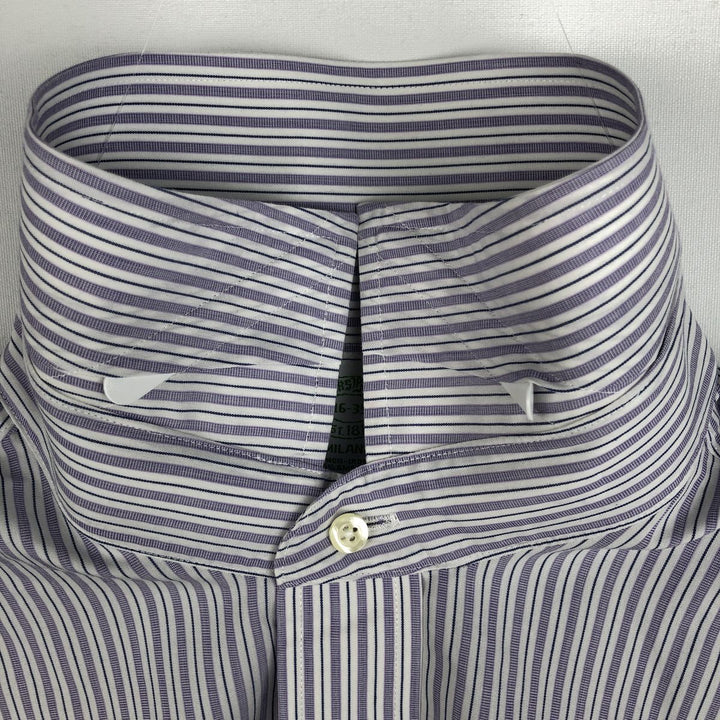 Brooks Brothers Est.1818 Wide Collar Long Sleeve Cotton Striped Shirt Men's Size L Supima Cotton purple type Vintage Second Hand