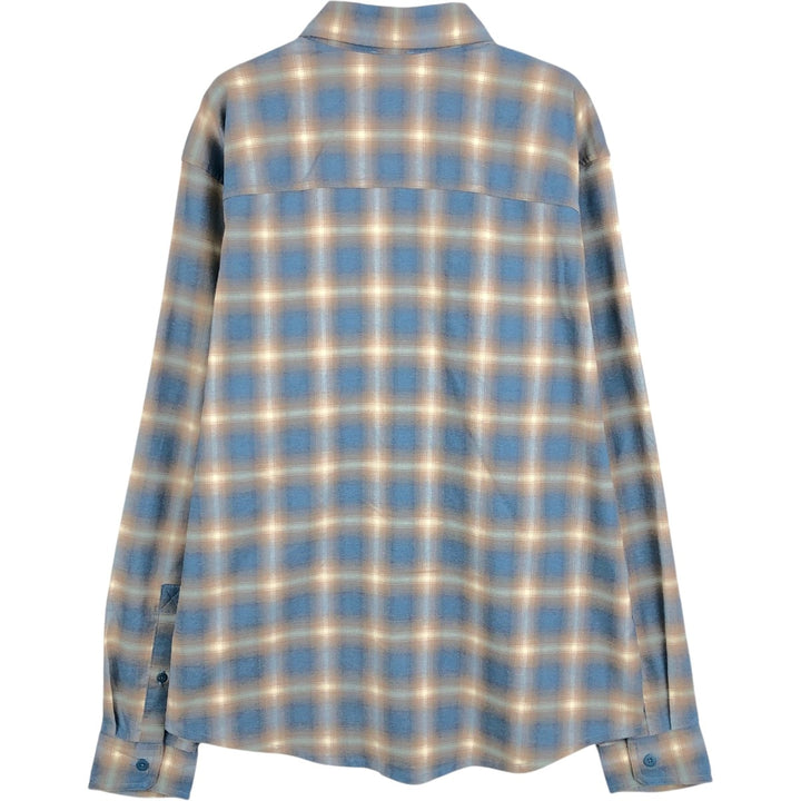 REI Ombre Check Long-Sleeve Polyester Shirt, Men's Size L (approx.) polyester blue type Vintage Second Hand